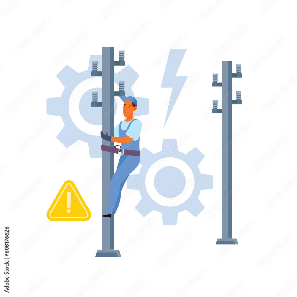 people climbing electric poles with gear background people climbing electric poles with gear background