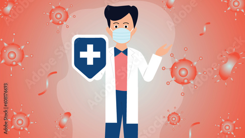 Coronavirus Infectious Disease Spread Warning Awareness by Doctor Graphical Illustration