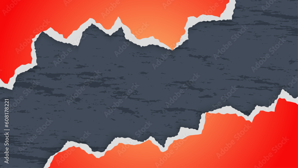 Fototapeta premium Abstract Orange Paper Torn In Dark Background Design