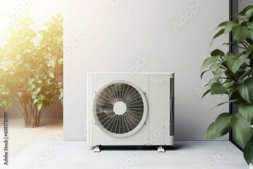 Air conditioner outdoor house. Generate Ai photo