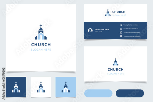 Slika na platnu Church logo design with editable slogan