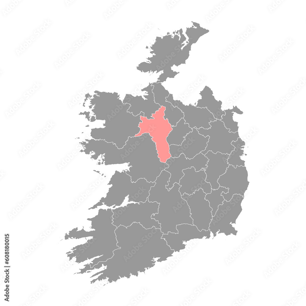 Obraz premium County Roscommon map, administrative counties of Ireland. Vector illustration.