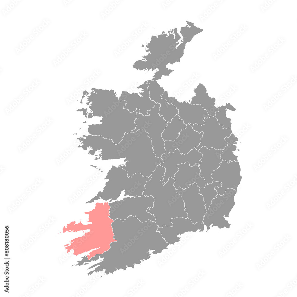 County Kerry map, administrative counties of Ireland. Vector illustration.