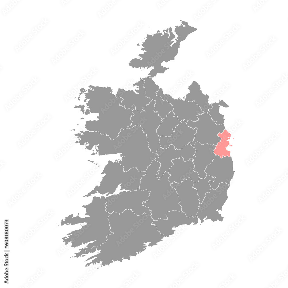 County Dublin map, administrative counties of Ireland. Vector illustration.