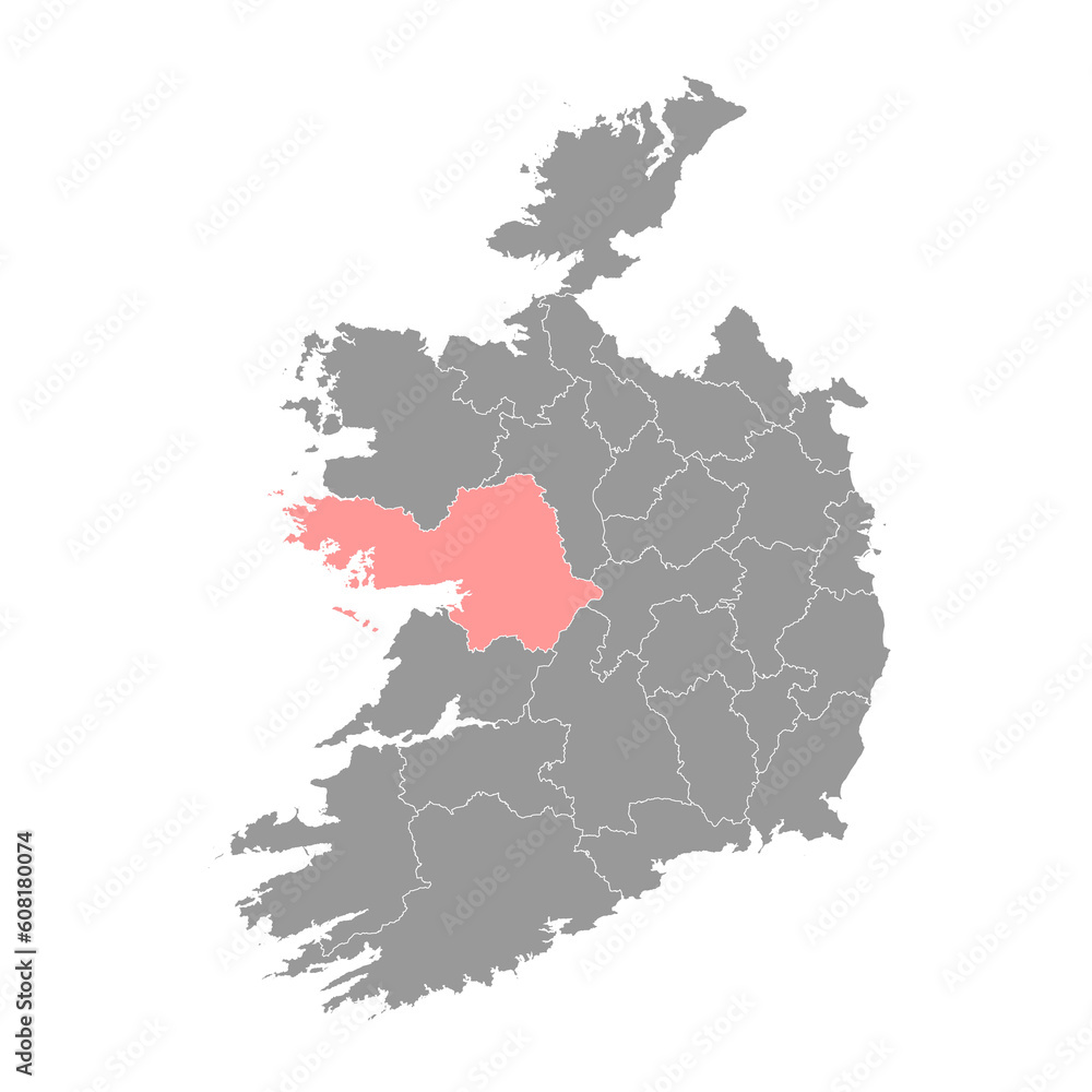 County Galway map, administrative counties of Ireland. Vector illustration.