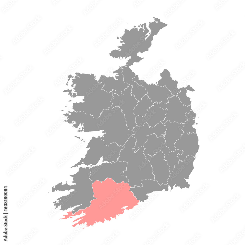 County Cork map, administrative counties of Ireland. Vector illustration.