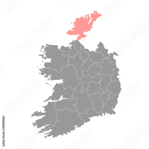 County Donegal map  administrative counties of Ireland. Vector illustration.