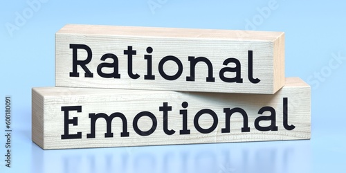 Emotional, rational - words on wooden blocks - 3D illustration photo
