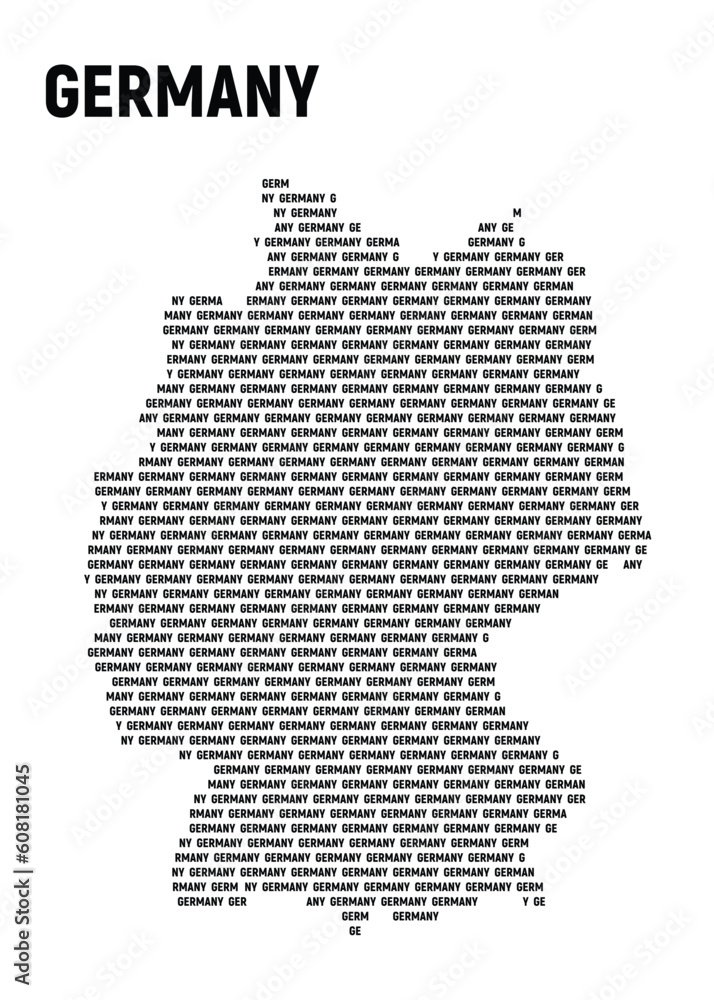 Germany map with type face. Print for textile. Vector illustration.