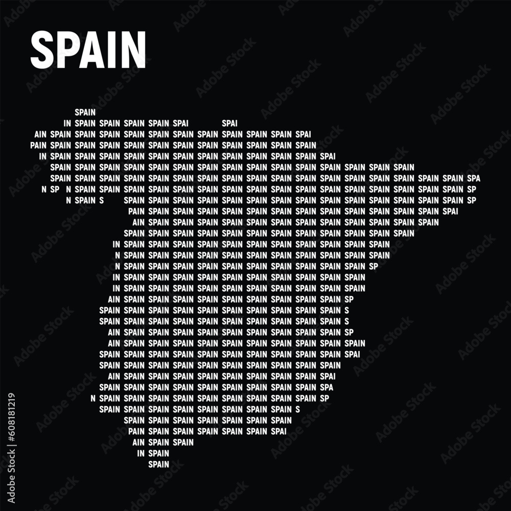 Fototapeta premium Spain map with type face. Print for textile. Vector illustration.