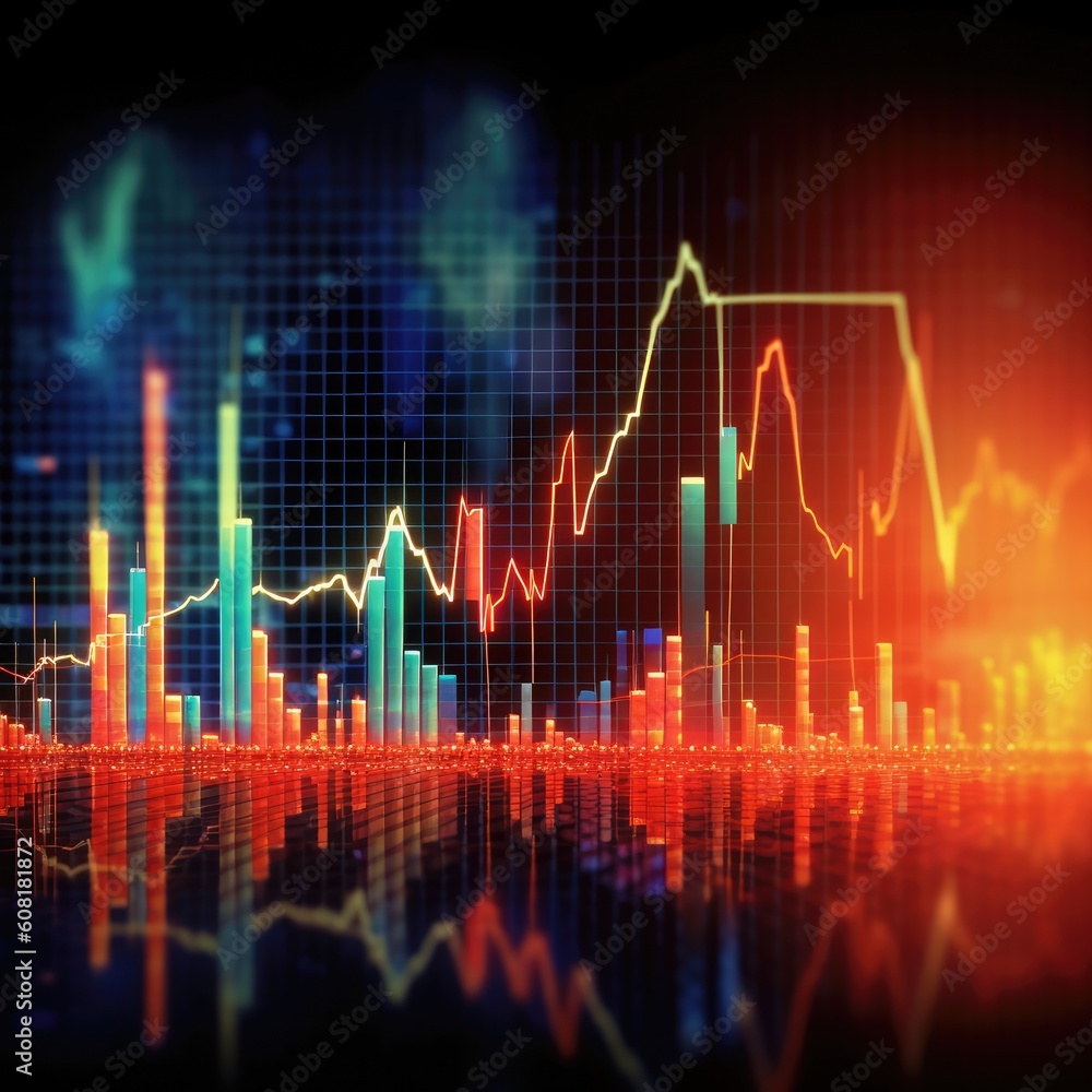 Fototapeta premium Business digital graph chart in stock trade market Created With Generative AI Technology