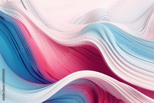 Abstract white background with flowing curves in shades of pink and blue  Generative ai