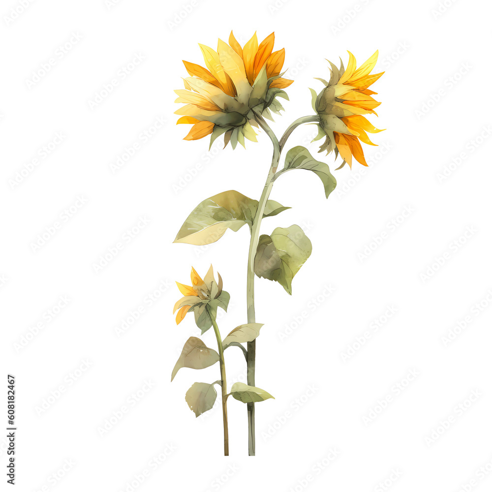 Fototapeta premium watercolor sunflower isolated on white background