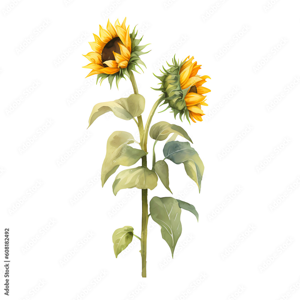 Fototapeta premium watercolor sunflower isolated on white background