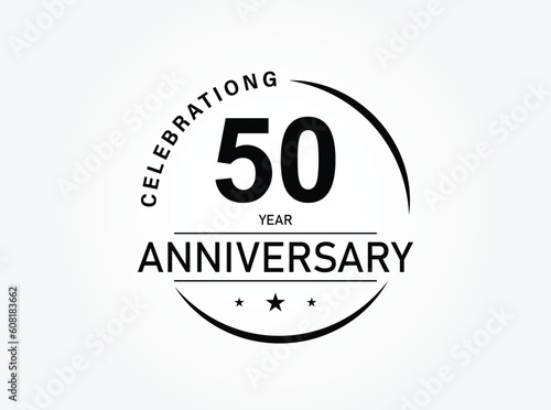 50 years anniversary pictogram vector icon, 50th year birthday logo label, black and white stamp isolated.