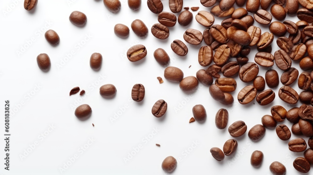 Coffee Beans on white background top view Created With Generative AI Technology Coffee Beans on white background top view Created With Generative AI Technology