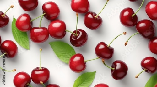 Cherry on white background top view Created With Generative AI Technology