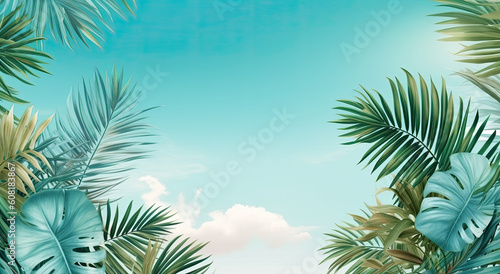 concept of the summer vacation palms banner Created With Generative AI Technology © george