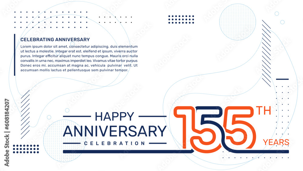 Fototapeta premium 155th anniversary template design with abstract background, vector template