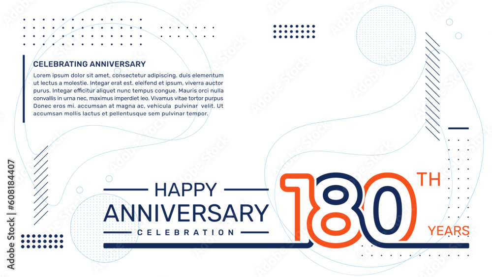 Fototapeta premium 180th anniversary template design with abstract background, vector template