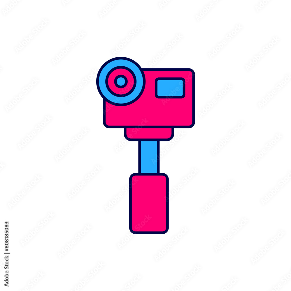 Filled outline Action extreme camera icon isolated on white background. Video camera equipment for filming extreme sports. Vector Filled outline Action extreme camera icon isolated on white background. Video camera equipment for filming extreme sports. Vector