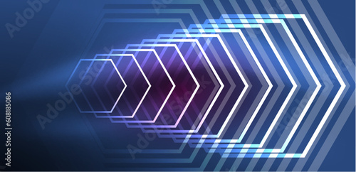 Abstract background techno neon hexagons. Hi-tech vector illustration for wallpaper, banner, background, landing page, wall art, invitation, prints, posters