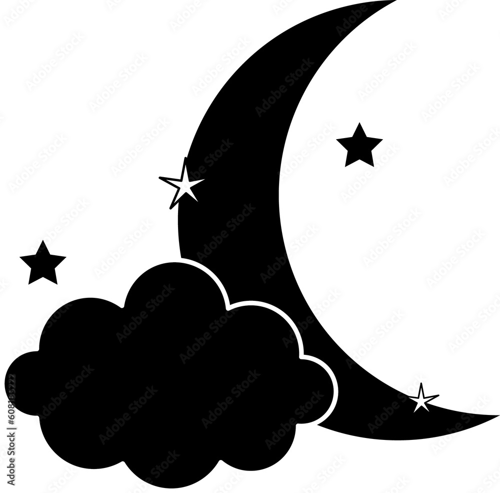 Moon and stars night sky icon