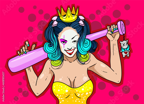 A beautiful girl in a fancy dress. Vector illustration.