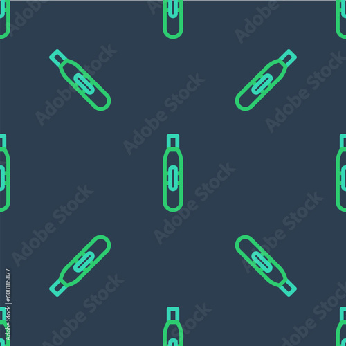 Line Electronic cigarette icon isolated seamless pattern on blue background. Vape smoking tool. Vaporizer Device. Vector