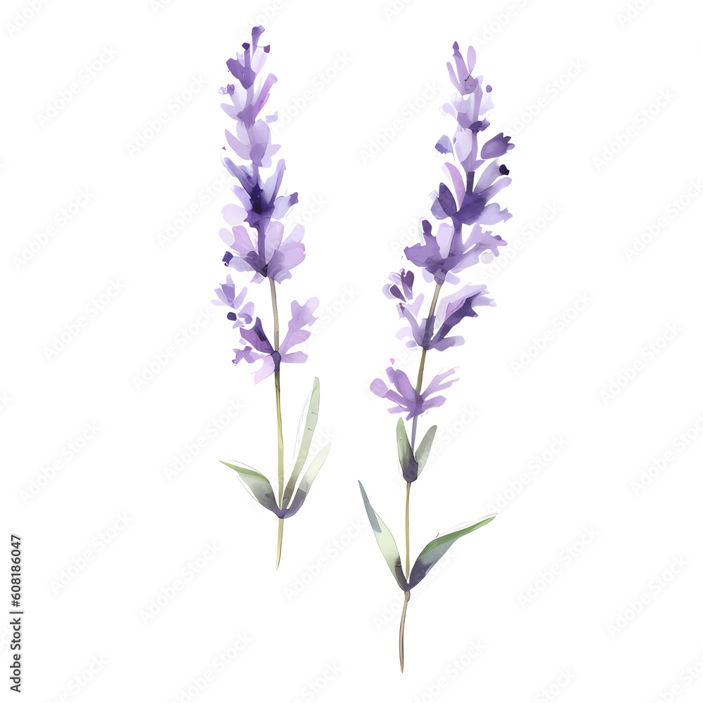 water color lavender isolated in white background