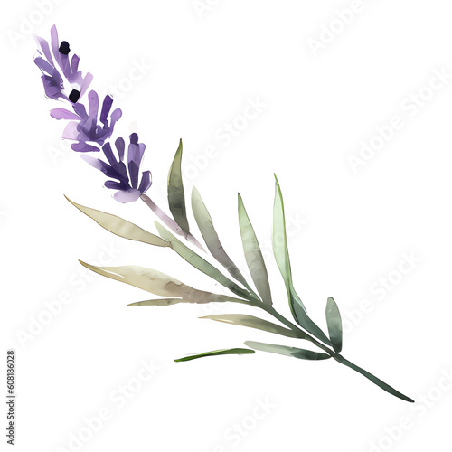 water color lavender isolated in white background