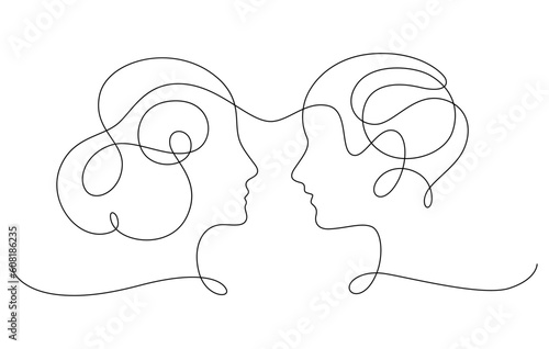 couple continuous line drawing in mental health,therapy,emotional concept