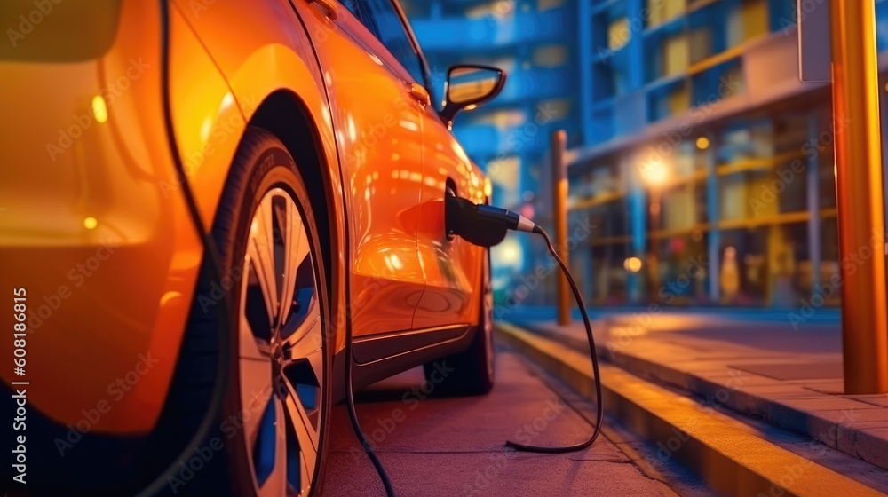 Electric Car Charging Created With Generative AI Technology Electric Car Charging Created With Generative AI Technology