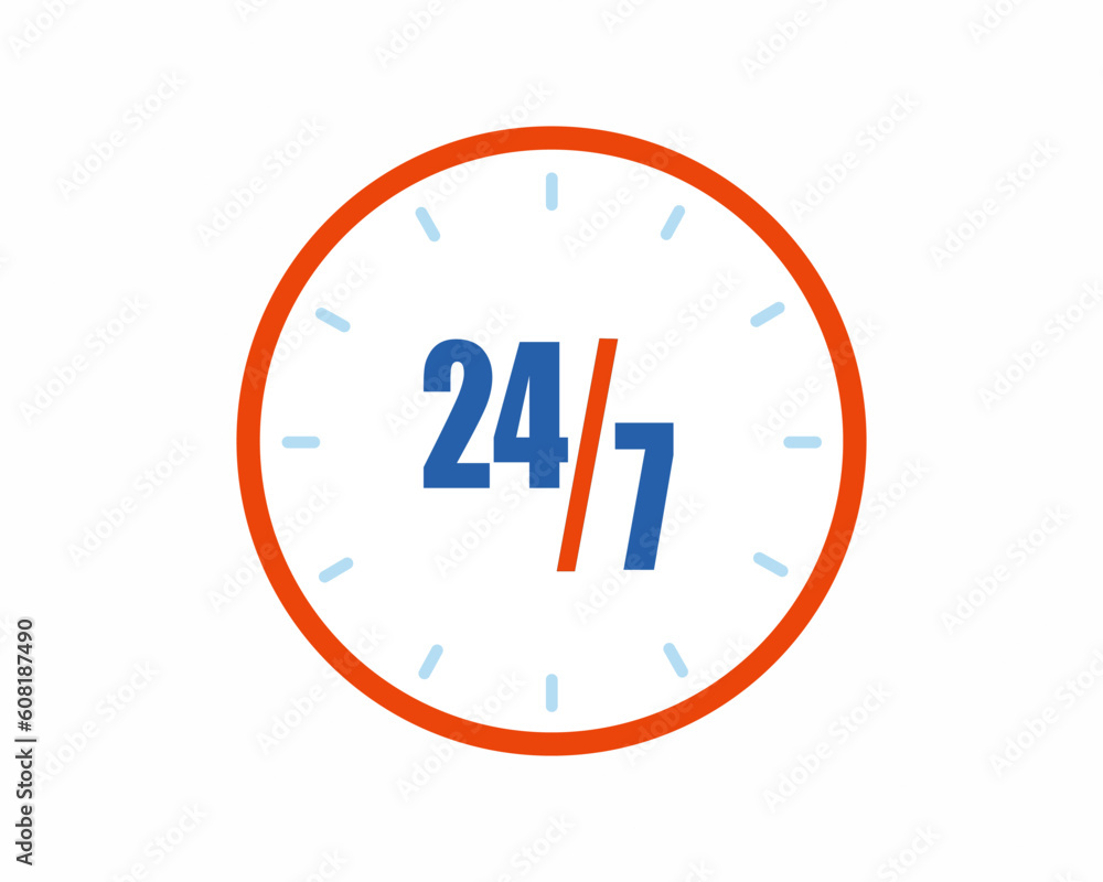 Service and support for customers for 24 hours a day and 7 days a week clock symbol Service and support for customers for 24 hours a day and 7 days a week clock symbol