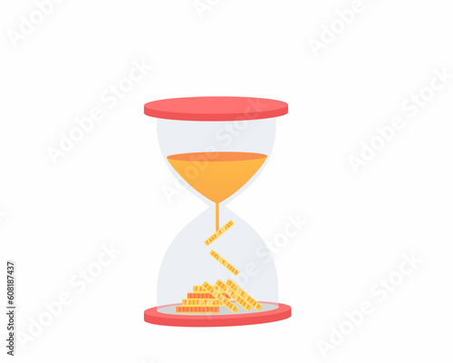 Sand Turns Into Money Time is money savings and investments concept.