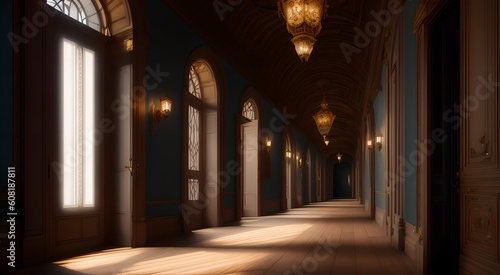 Perspective view of a grand corridor  AI Generated 