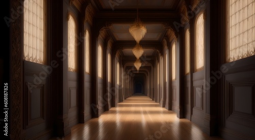 Perspective view of a grand corridor [AI Generated]