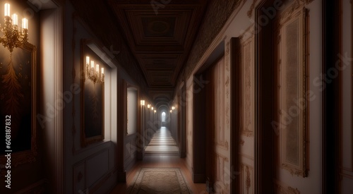 Perspective view of a grand corridor  AI Generated 