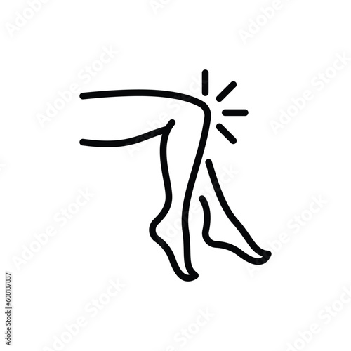 Knee pain, arthritis symptom thin line icon. Joint inflammation. Vector illustration.