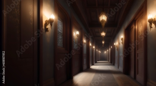 Perspective view of a grand corridor [AI Generated]