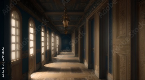Perspective view of a grand corridor  AI Generated 
