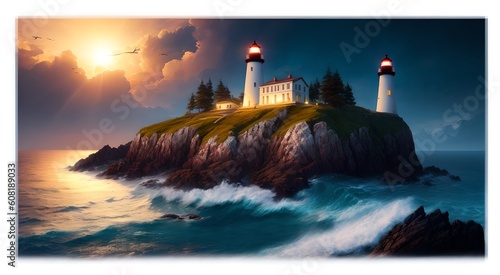Majestic lighthouse on the coast [AI Generated]
