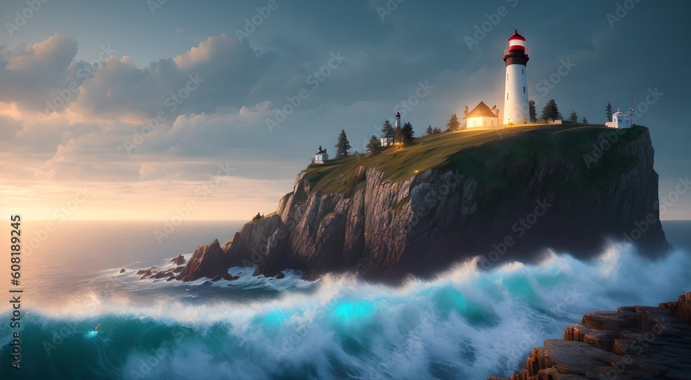 Majestic lighthouse on the coast [AI Generated]