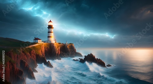 Majestic lighthouse on the coast [AI Generated]