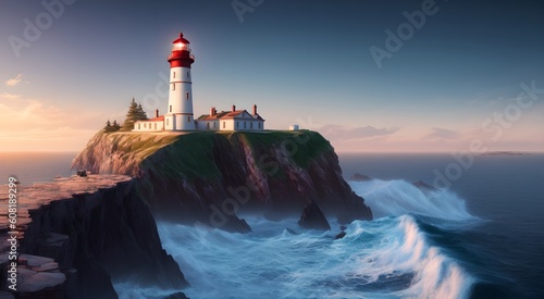 Majestic lighthouse on the coast [AI Generated]