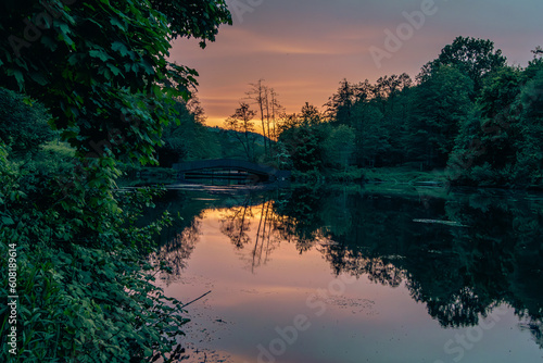 peaceful sunset at little lake