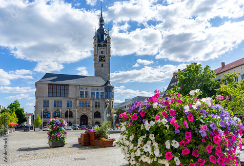 Obraz na płótnie marketplace with church in dessau east germany w salonie