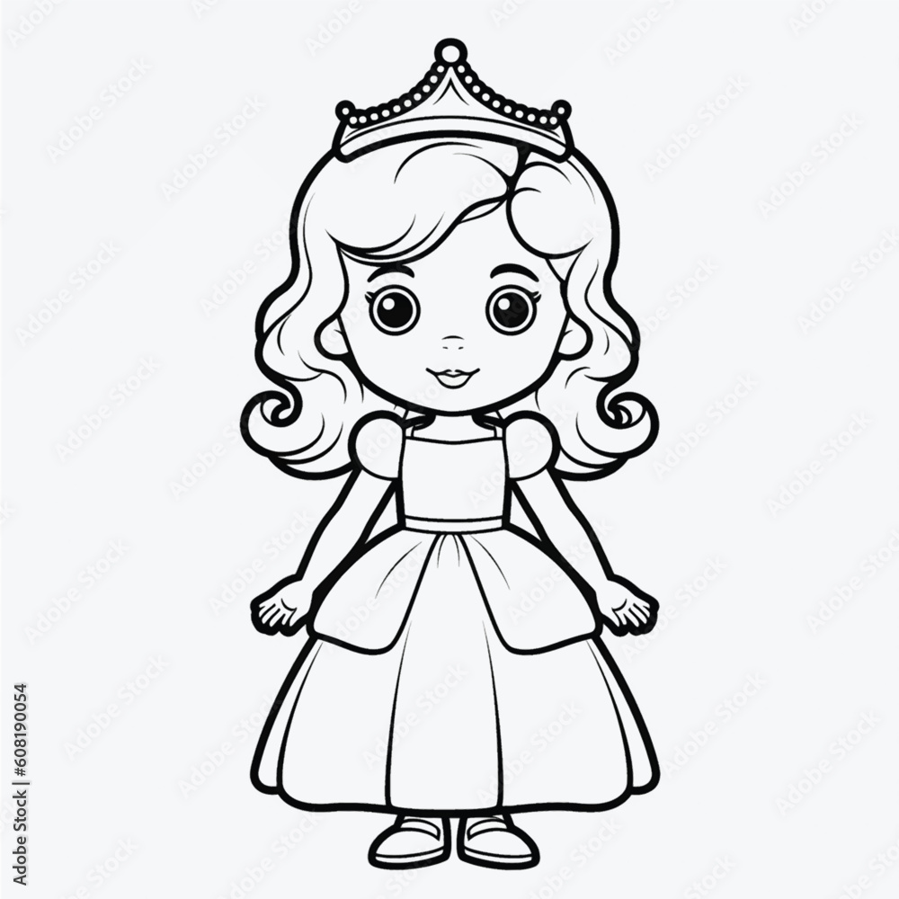 Fototapeta premium Vector Illustration: Cute Policeman Coloring Page with Sharp Black Lines