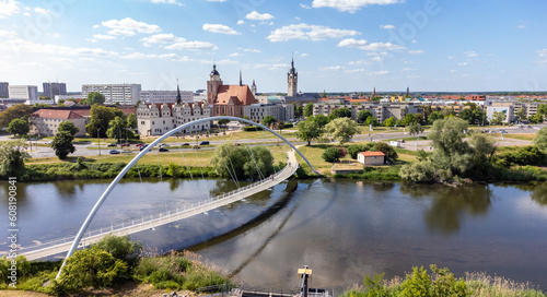 Fotografering view of the elbe river with dessau town