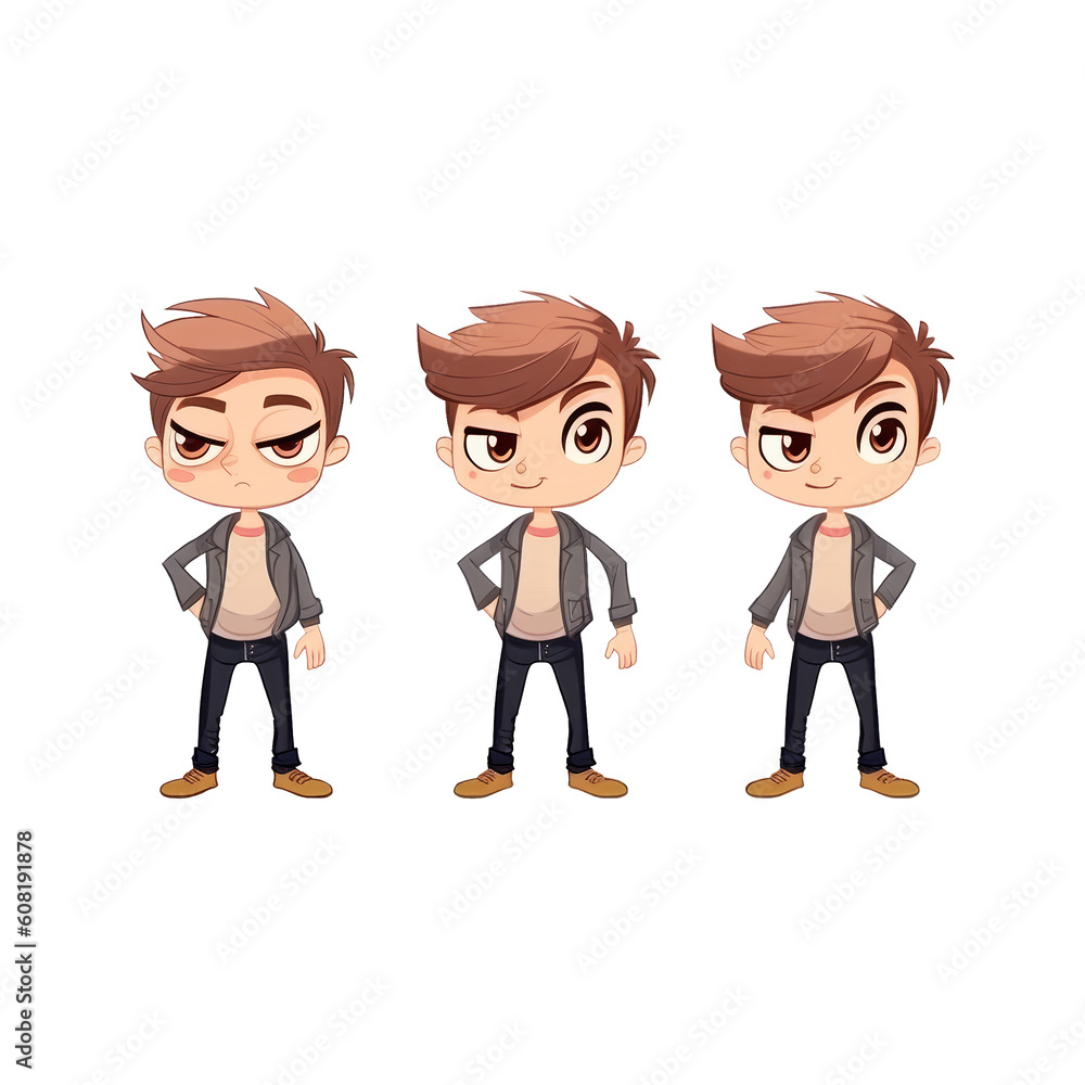 set of funny animated cartoon boys with different face expression ai image generated set of funny animated cartoon boys with different face expression ai image generated